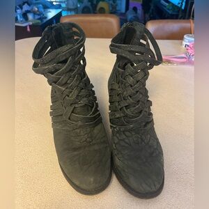 FREE PEOPLE CARRERA WOVEN ANKLE BOOTS